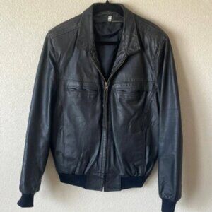 Vintage Genuine Leather Motorcycle Jacket Men’s 40 Long Black Moto Leathers Coat